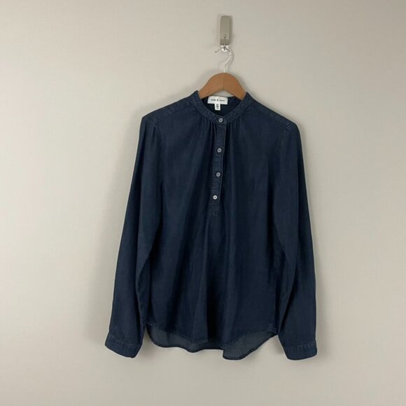 Anthropologie Cloth & Stone Chambray Long Sleeve Popover Top Size Medium - Picture 1 of 6
